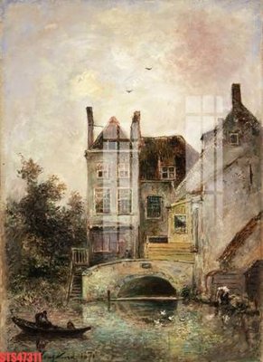 File tranh Tranh sơn dầu phương tây tổng hợp STS47311 (gốc) chủ đề thành phố