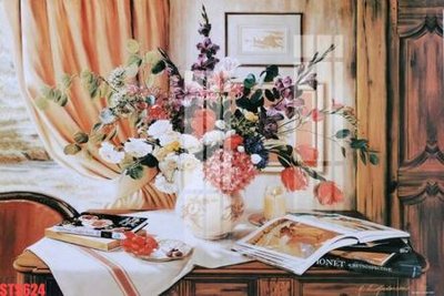 Ảnh gốc Tranh sơn dầu phương tây tổng hợp STS624 (nét căng) in mica