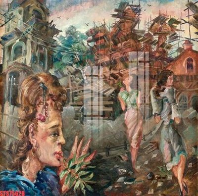 File gốc Tranh sơn dầu phương tây tổng hợp STS75628 (in mica) cắt laser