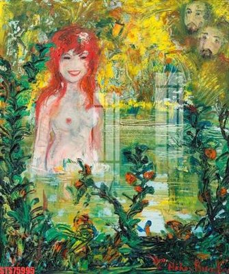 Ảnh gốc file in lụa Tranh sơn dầu phương tây tổng hợp STS75995 chi tiết