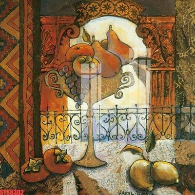 File in trần Tranh sơn dầu phương tây tổng hợp STS8302 (bản gốc) hoa văn