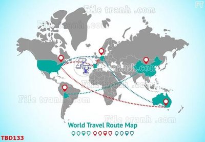 File gốc Tranh bản đồ thế giới TBD133 (in mica) trang trí