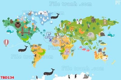 File in trần Tranh bản đồ thế giới TBD134 (file gốc) phong thủy