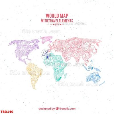 File in mica Tranh bản đồ thế giới TBD140 (bản gốc) siêu trong