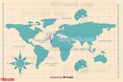 File tranh Tranh bản đồ thế giới TBD150 (bản gốc) treo tường