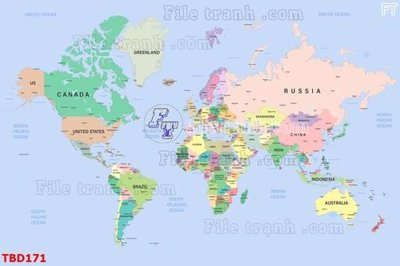 File gốc Tranh bản đồ thế giới TBD171 (PNG) trong suốt (transparent)