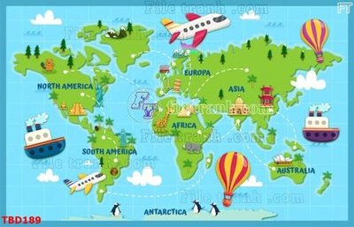 Download file gốc Tranh bản đồ thế giới TBD189 (in lụa) nghệ thuật