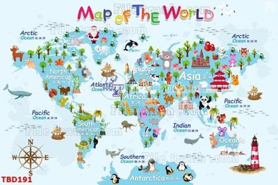 File gốc Tranh bản đồ thế giới TBD191 (AI/EPS) cho in ấn