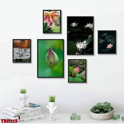 File ảnh gốc File tranh bộ 6 tấm hoa sen hoa hướng dương TBH115 (chuyên in mica)