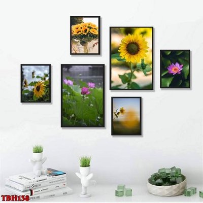 File gốc File tranh bộ 6 tấm hoa sen hoa hướng dương TBH138 (cho in ấn) độc quyền