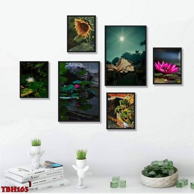 File gốc File tranh bộ 6 tấm hoa sen hoa hướng dương TBH163 (PNG) trong suốt (transparent)