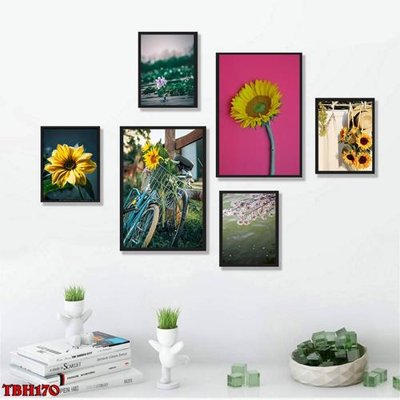 Tải file File tranh bộ 6 tấm hoa sen hoa hướng dương TBH170 (ảnh gốc) in gạch men