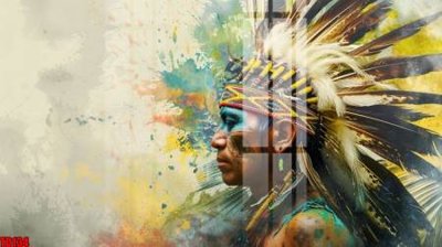 File tranh File gốc in tranh thổ dân TD134 (bản gốc) treo phòng ăn