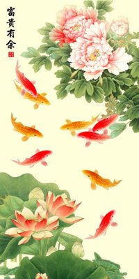 Tải file File tranh đứng lối vào TD2058 (gốc) chủ đề hoa sen