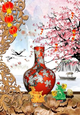 File gốc File tranh đứng lối vào TD2341 (in tráng gương) sang trọng