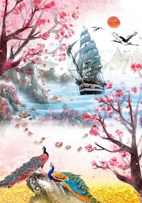 File in trần File tranh đứng lối vào TD2373 (bản gốc) trời sao