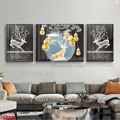 File tranh gốc File bộ tranh treo tráng gương TG6085 (sắc nét từng chi tiết)
