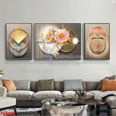 File tranh File bộ tranh treo tráng gương TG6093 (file gốc) chuẩn màu in