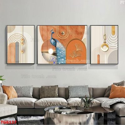 File ảnh File bộ tranh treo tráng gương TG6137 (gốc) trang trí khách sạn