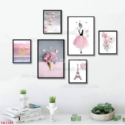 File gốc File tranh bộ in tráng gương hiện đại TK1187 (PNG) chất lượng cao