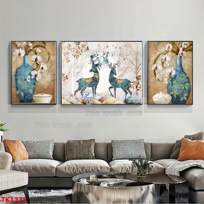 File in lụa File bộ tranh treo tráng gương TK1372 (hoa văn) File bộ tranh treo tráng gương TK1372