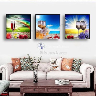 Download file gốc File tranh bộ in tráng gương hiện đại TK607 (in lụa) hoa lá