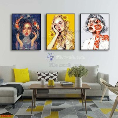 File gốc File tranh bộ in tráng gương hiện đại TK648 (in ấn) màu sắc trung thực