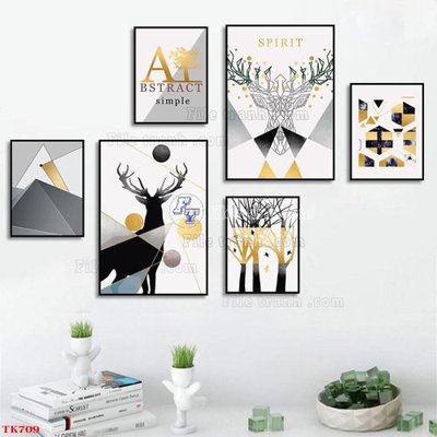 Ảnh gốc File tranh bộ in tráng gương hiện đại TK709 (siêu chi tiết) để in ấn