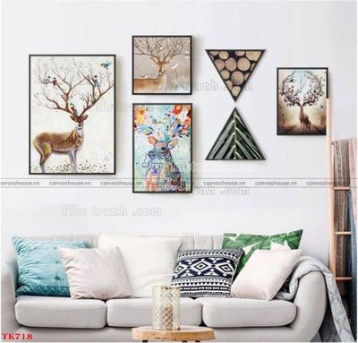 File in trần File tranh bộ in tráng gương hiện đại TK718 (bản gốc) phong cảnh