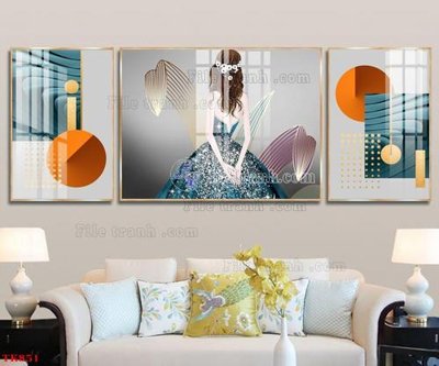 Ảnh gốc file in lụa File tranh bộ in tráng gương hiện đại TK851 chi tiết