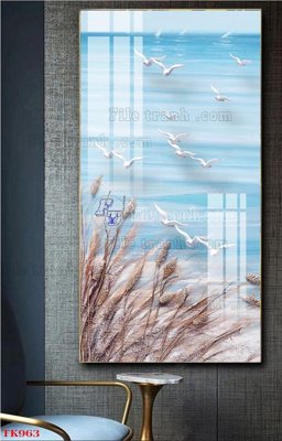 File gốc File tranh bộ in tráng gương hiện đại TK963 (in lụa) trang trí tường
