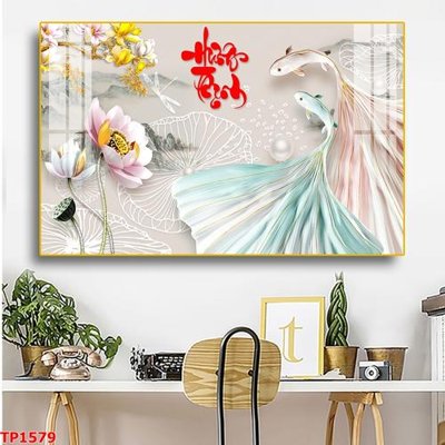 File gốc File tranh thư pháp TP1579 (in lụa) họa tiết 3D