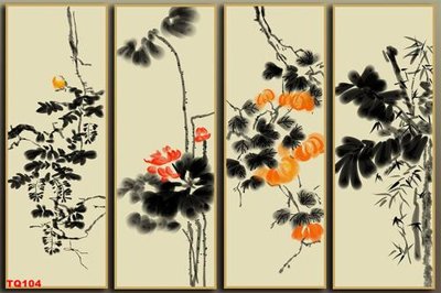 File gốc File tranh tứ quý TQ104 (in lụa) họa tiết 3D