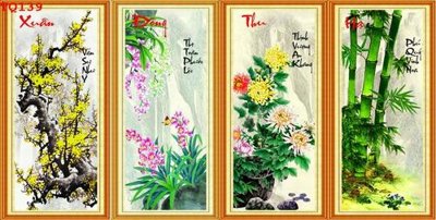 File in lụa File tranh tứ quý TQ139 (hoa văn) File tranh tứ quý TQ139