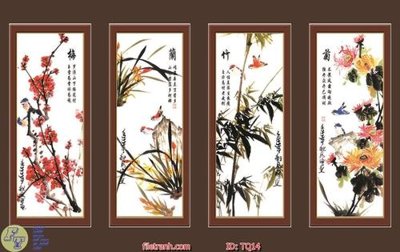 File tranh in tráng gương File tranh tứ quý TQ14 (siêu nét)
