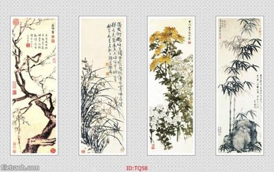 File ảnh File tranh tứ quý TQ58 (gốc) in decal dán tường