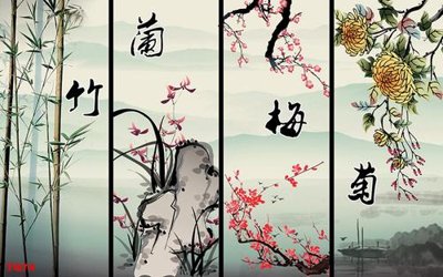 File PSD File tranh tứ quý TQ74 (chất lượng in ấn)