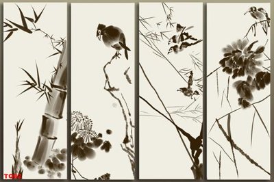 File tranh gốc PSD File tranh tứ quý TQ82 còn nguyên layer