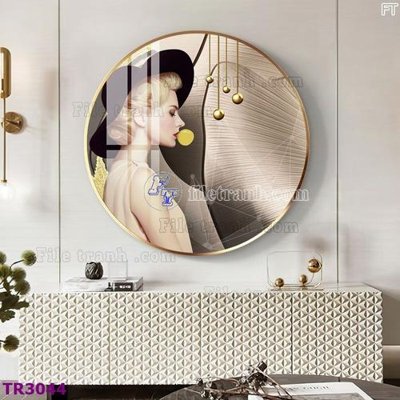 Download file gốc File tranh tròn hiện đại TR3044 (in lụa) tranh 3D