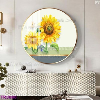 File gốc File tranh tròn hiện đại TR3080 (in mica) trang trí