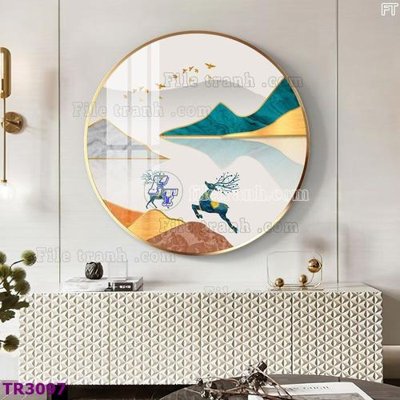 File gốc File tranh tròn hiện đại TR3097 (in mica) làm quà tặng