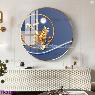 File gốc File tranh tròn hiện đại TR3114 (in lụa) cao cấp