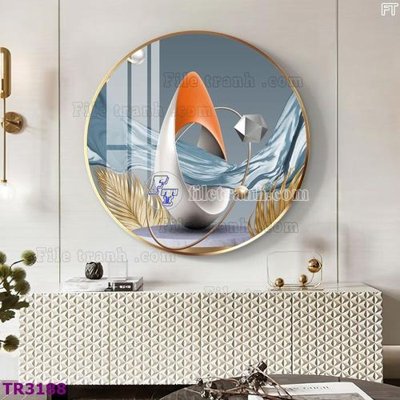 File gốc File tranh tròn hiện đại TR3188 (in lụa) chi tiết cao