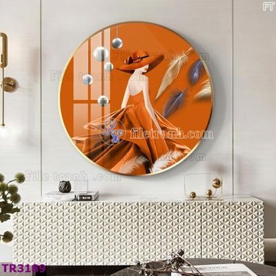 Download file gốc File tranh tròn hiện đại TR3189 (in lụa) tranh 3D