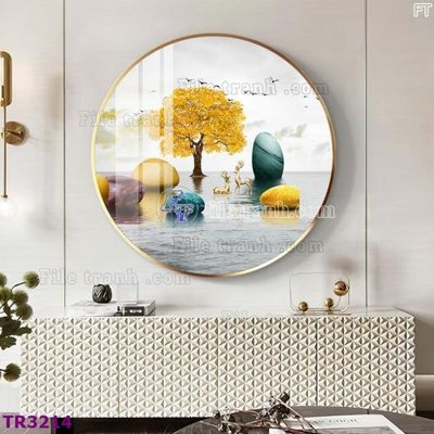 File tranh File tranh tròn hiện đại TR3214 (bản gốc) treo quán cafe