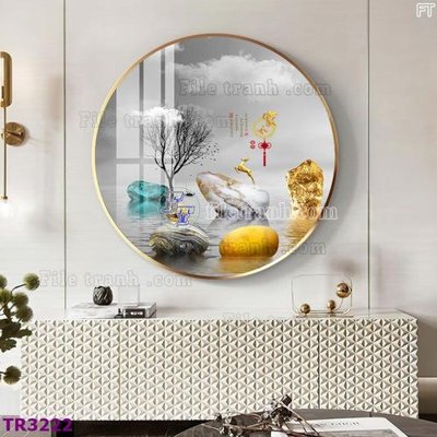 File gốc File tranh tròn hiện đại TR3222 (in lụa) tranh phong thủy