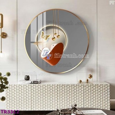 File gốc File tranh tròn hiện đại TR3312 (in lụa) tranh mã đáo