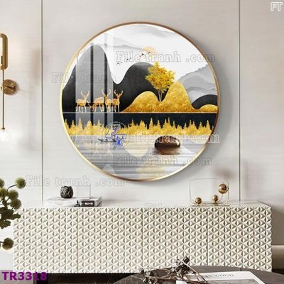 Hình ảnh file gốc in lụa File tranh tròn hiện đại TR3318