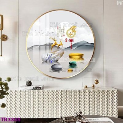 File in mica File tranh tròn hiện đại TR3348 (bản gốc) làm vách ngăn