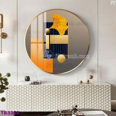 File gốc File tranh tròn hiện đại TR3358 (in lụa) tranh phong thủy